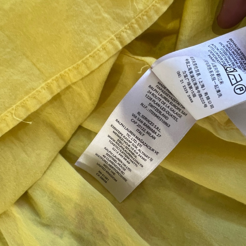 POLO RALPH LAUREN Girl's Floral Cotton Poplin Dress Yellow Girls Size 8 - Picture 10 of 11